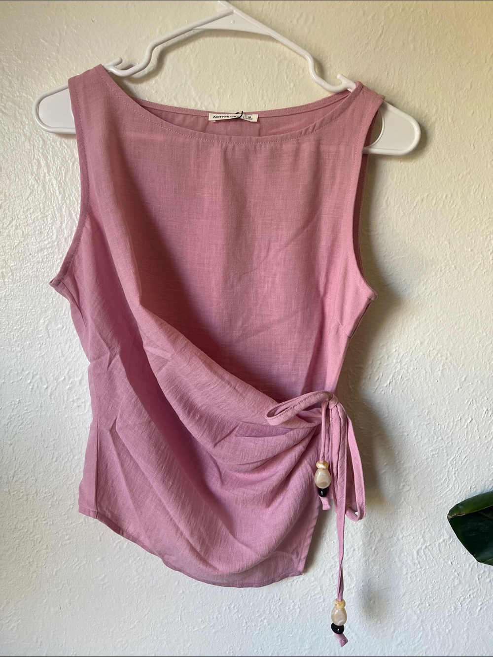 Active USA Pink Side Tie Sleeveless Camisole. New with Tags Feminine lightweight